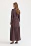 Drawstring Detailed Belted Lyocell Dress Brown - 4