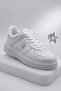 White-Black Faux Leather Casual Sports Shoes - Comfortable Sneaker with Thick Sole - 8