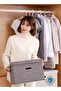 Cotton Linen Folding Storage Boxes With Lids Decorate The Handle Storage Box(grey，58*40*35cm） - 3