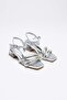 Krakow Premium Silver Stone Women's Heeled Sandals 4 cm - 5