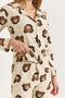 Women's Beige Cotton Character Printed Polo Collar Pajama Set - 3