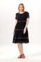 Short Sleeve Crew Neck Embroidered Authentic Voile Short Dress Black Syh