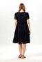 Short Sleeve Crew Neck Embroidered Authentic Voile Short Dress Black Syh - 2