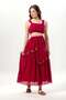 Nihal Tied Voile Elastic Waist Authentic Single Pocket Summer Long Skirt Burgundy Brd - 7