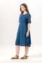 Short Sleeve Hacer Double Pocket Summer Poplin Authentic Dress Indigo Indg - 5
