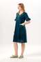 Short Sleeve Helin V-Neck Embroidered Side Pocket Summer Voile Short Dress Petrol Ptrl - 4