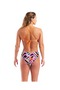 W Texture Swimsuit Tie Back Multi Black-Orange - 3