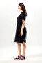 Short Sleeve Lidya Crew Neck Embroidered Summer Short Muslin Dress Black Syh - 5