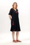 Short Sleeve İrem Embroidery Detailed Midi Length Summer Shile Fabric Dress Black Syh - 5