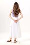Nihal Tied Voile Elastic Waist Authentic Single Pocket Summer Long Skirt White Byz - 5