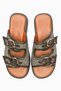 Women's Slippers with Straw Detail, Double Strap Buckle, Platform Sole, Kalista Khaki - 4