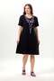 Short Sleeve Lidya Crew Neck Embroidered Summer Short Muslin Dress Black Syh - 6