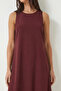 Sleeveless Pocketed Long Modal Dress Lfg0183 Bordo - 4