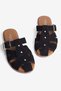 Women's Suede Slippers with Buckle and Gold Detail, Zerel Black - 5