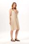 Sleeveless Lidya V-Neck Muslin Embroidered Summer Short Dress Beige Beige - 5