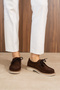 Luby Brown Suede Genuine Leather Lace-Up Loafer - 3