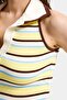 Women's Yellow Striped S6-108 Crop Fit Polo Neck Slim Summer Knitwear Bodysuit - 5