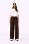 Women's Brown Modal Stretchy Soft Textured Wide Leg Comfortable Wide Cut Modal Fabric Sweatpants - 6