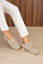 Luby Beige Suede Genuine Leather Lace-Up Loafer - 3