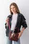 Vena Scarf Detailed Large Volume Women's Burgundy Tote Shoulder and Crossbody Bag with Adjustable Strap - 3
