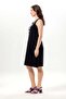 Sleeveless Lidya V-Neck Muslin Embroidered Summer Short Dress Black Syh - 4