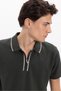 Men's slim fit 100% cotton short sleeve green polo shirt with half-zip detail - 4