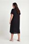 Women's Plus Size Leaf Embroidered Loose Black-Yellow Dress - 6