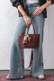 Vena Scarf Detailed Large Volume Women's Burgundy Tote Shoulder and Crossbody Bag with Adjustable Strap - 7