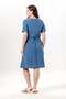 Short Sleeve Lidya Crew Neck Embroidered Summer Short Muslin Dress Indigo Indg - 2