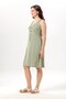 Sleeveless Lidya V-Neck Muslin Embroidered Summer Short Dress Olive Green Zytnysl - 5