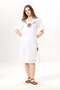 Short Sleeve İrem Embroidery Detailed Midi Length Summer Şile Fabric Dress White Byz - 5
