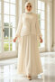 Shiny Chiffon Stone Detailed Plus Size Hijab Evening Dress Tbs968