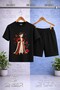 Kids' Jyn Anime Yoresel Printed Crew Neck T-Shirt - Shorts Set