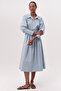 Reglan Sleeve Shirt Collar Belted Regular Midi Dress - 2