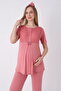 Pajama Set with Robe and Short Sleeves for Maternity and Pregnancy, Set of 3 - 4