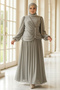 Shiny Chiffon Stone Detailed Plus Size Hijab Evening Dress Tbs968 - 4