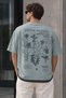 Oversize Boxy Fit Men's T-Shirt – Thick Cotton, Green Future Print, Street Style Premium T-Shirt - 2