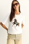 Women's White Oversized T-Shirt with Embroidery and Bead Detail 2222 60286121
