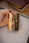 Abigail Handmade Textured Gold Color Modern Design Cuff Bracelet - 2