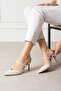 Blair Beige Croco Thin Heeled Shoes - 3