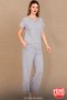 Women's Cotton Pajama Set Comfortable Cut Lace Detailed V-Neck Gray Stylish Pajama Set N671 - 4