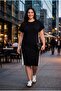 Women's Plus Size Extra Comfortable Fit Black Dress with White Line Trim - 2