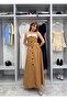 Women's Caramel Belt Collar Detailed Dress