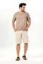 Bora Buttoned V-Neck Short Sleeve Poplin Men's T-Shirt |   Summer Men's Tshirt Beige Beige - 8