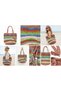 Anatolian Colors Handmade Bohemian Hand Knitted Straw Bag - 4