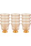Amber Arabic Coffee Cup Set With Glass Platess, 12 Pieces, 80 Ml, Gold Base - Clear Honey