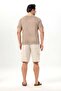 Bora Buttoned V-Neck Short Sleeve Poplin Men's T-Shirt |   Summer Men's Tshirt Beige Beige - 7