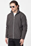 Men's Anthracite Waterproof Spring Jacket with Sleeve Zipper Detail