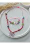 Girl's Necklace Bracelet Set Adjustable Drawstring Pink