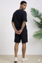 Men's Oversize Shorts Set V-Neck Slit T-Shirt Relaxed Fit Summer Set - 3